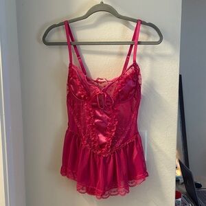 Sugar Thrillz Hot Pink Lace Trim Chemise